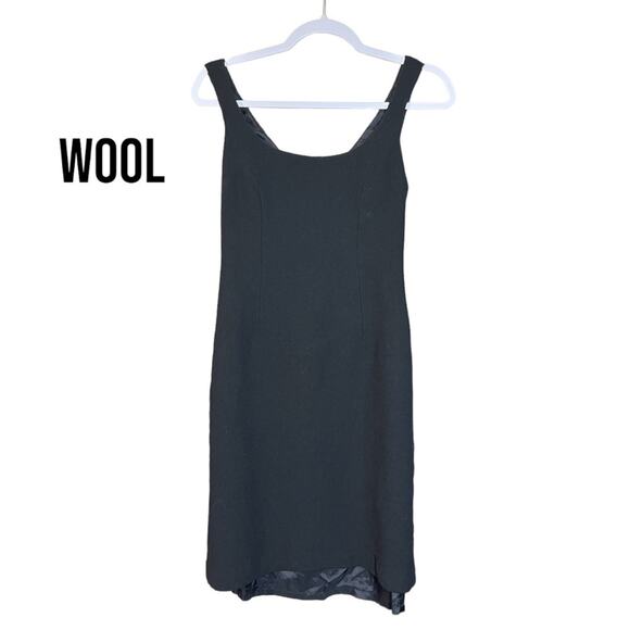 Rickie Freeman for Teri John Black Wool Sheath Dress Sleeveless Textured 4 - Picture 1 of 9